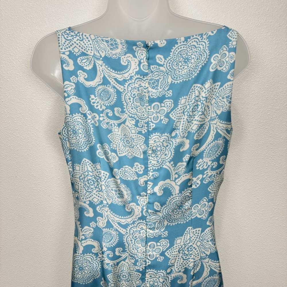 Vtg Ann Taylor Dress Womens 4 Blue Floral Silk Preppy Classic Feminine Church - Picture 6 of 16